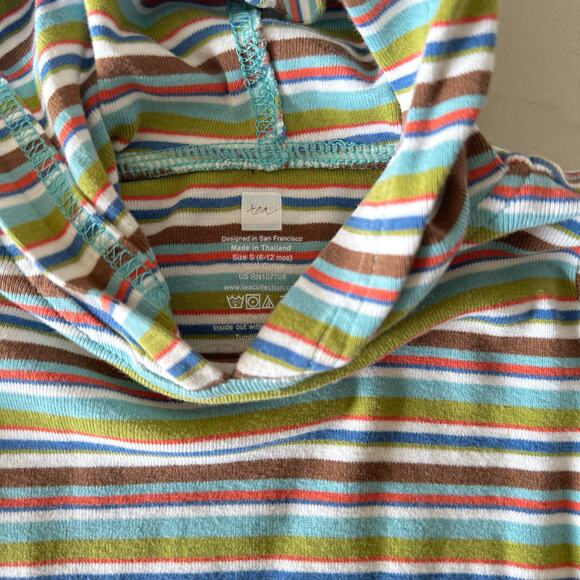 Tea Collection Green Stripe Hoodie - Size 6-12 Months - Picture 4 of 5